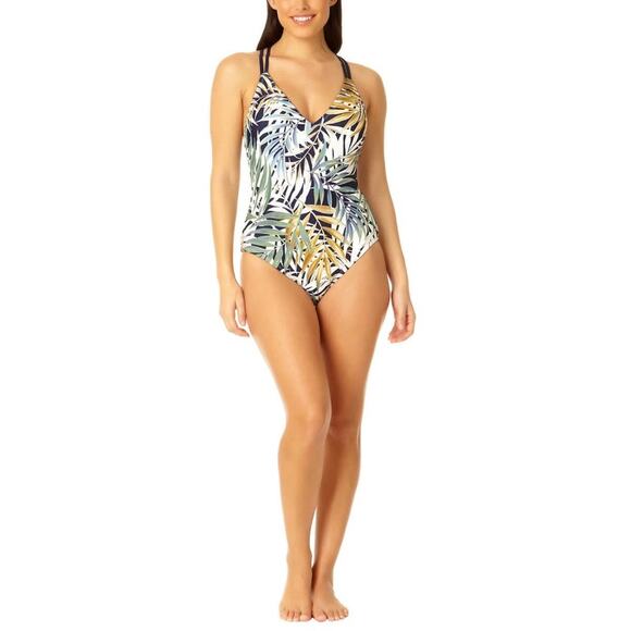 Hurley NWOT Tropical Palm Leaf One Piece Swimsuit Size L - Picture 1 of 8